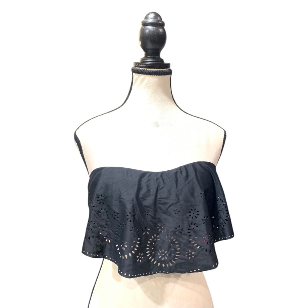 Xhilaration Black Ruffle Bandeau Bikini Top - Picture 14 of 16